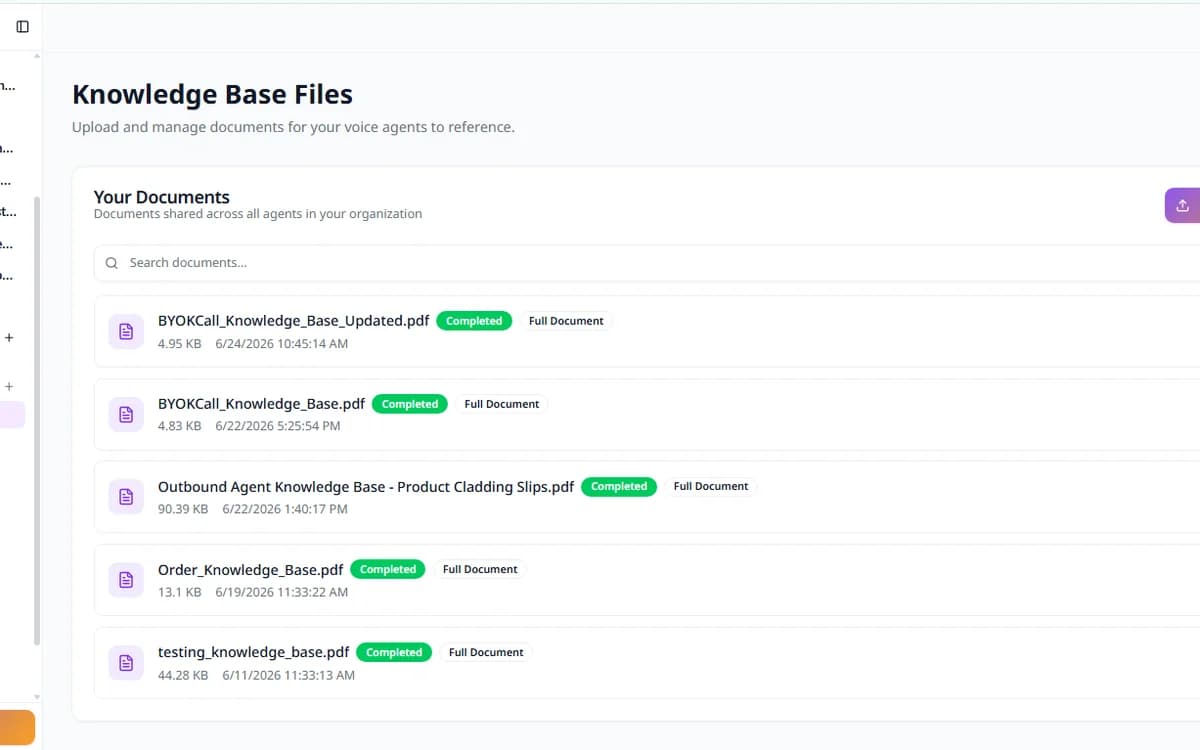 Knowledge base document upload